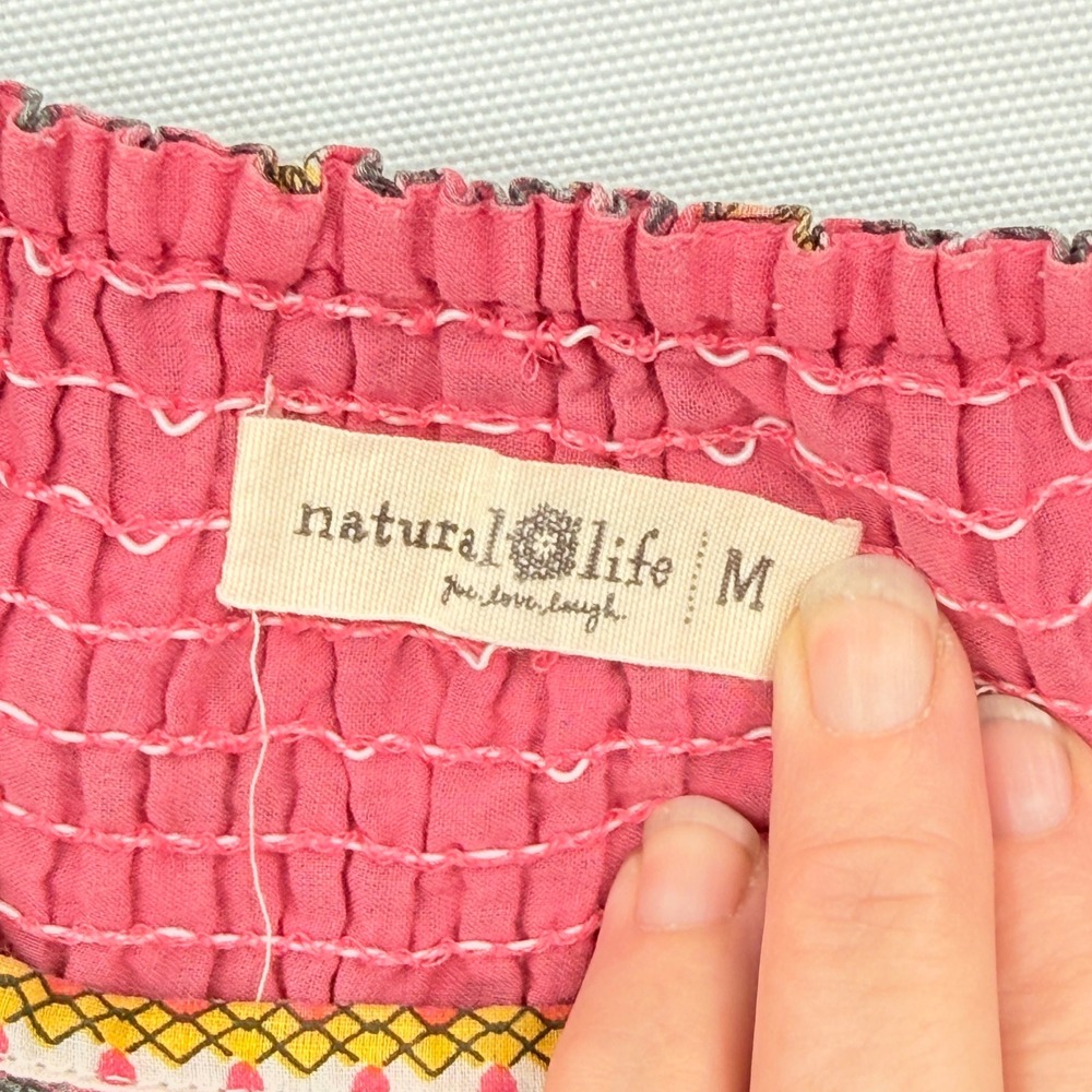 Natural Life Floral Babydoll Dress Womens Medium Pink Boho Cottagecore Peasant - Picture 8 of 8